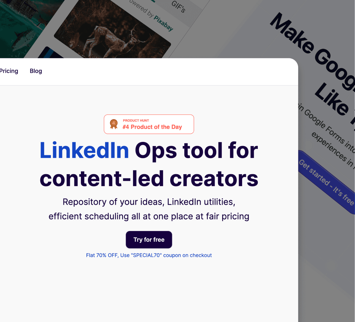 All side projects - Formlite, Createful, Imagif and others