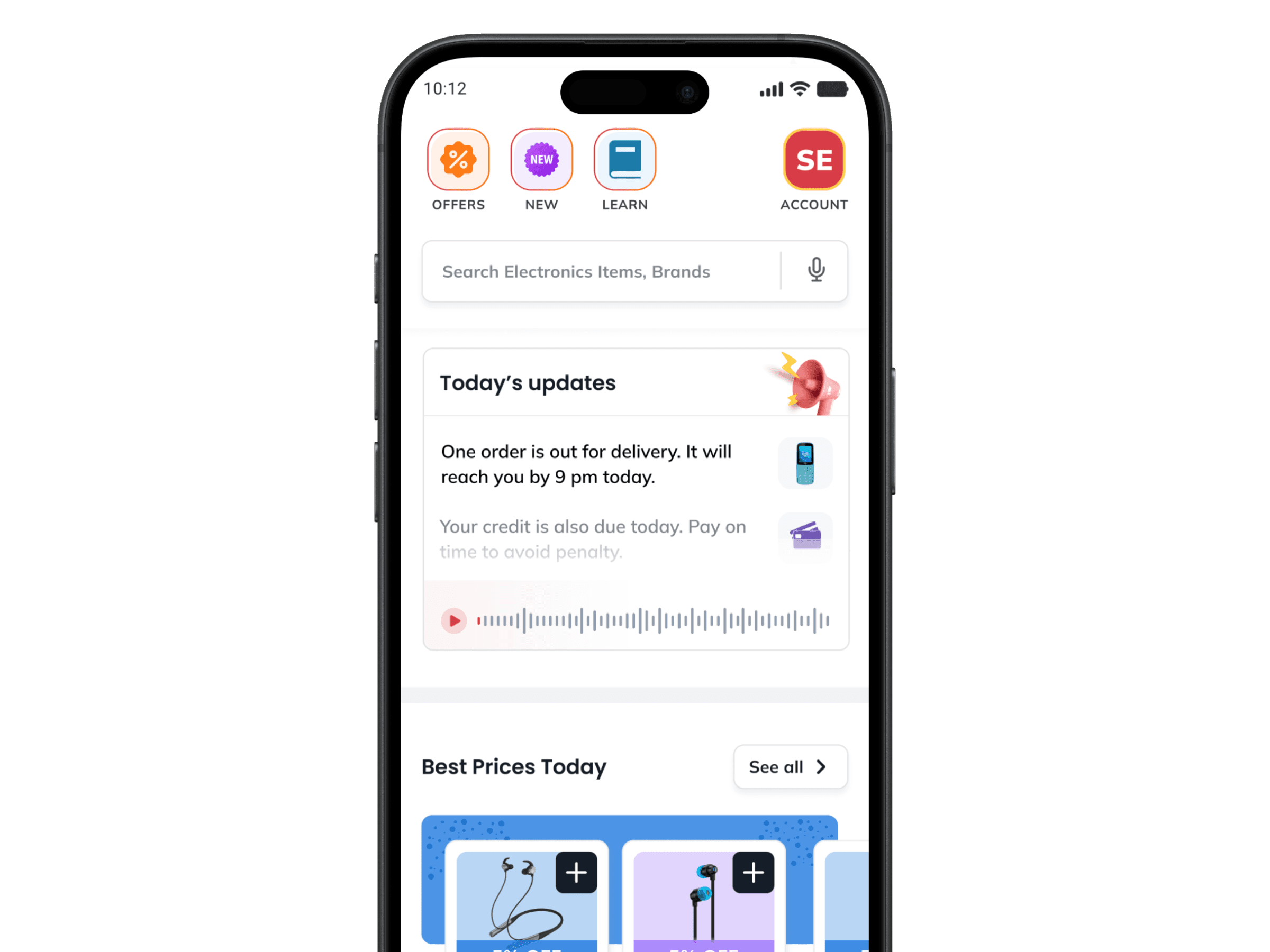 B2B ecomm app home page